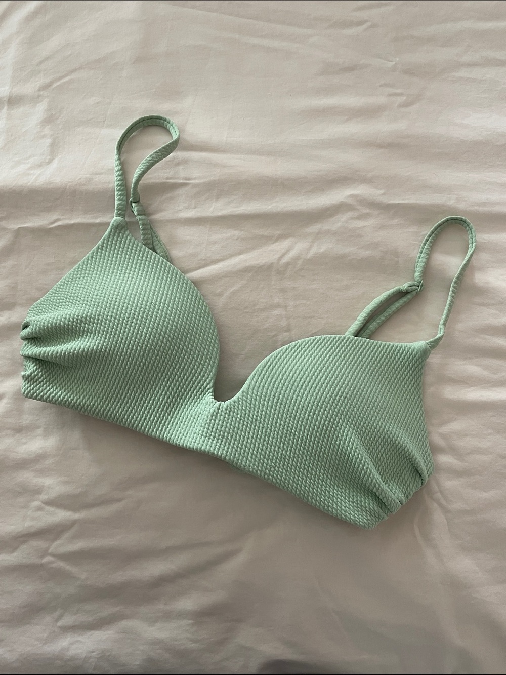 H&M Mint Green Textured Bikini Top